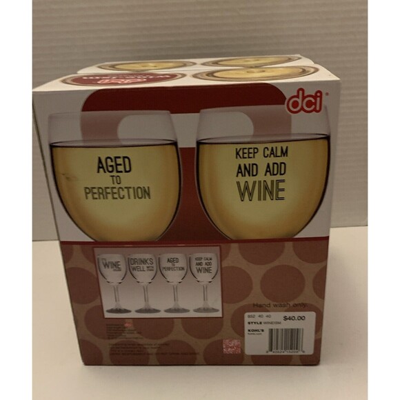 Novelty Themed Wine Glass Set Of 4 - DCI Wine-ism. New In Box - Picture 4 of 7